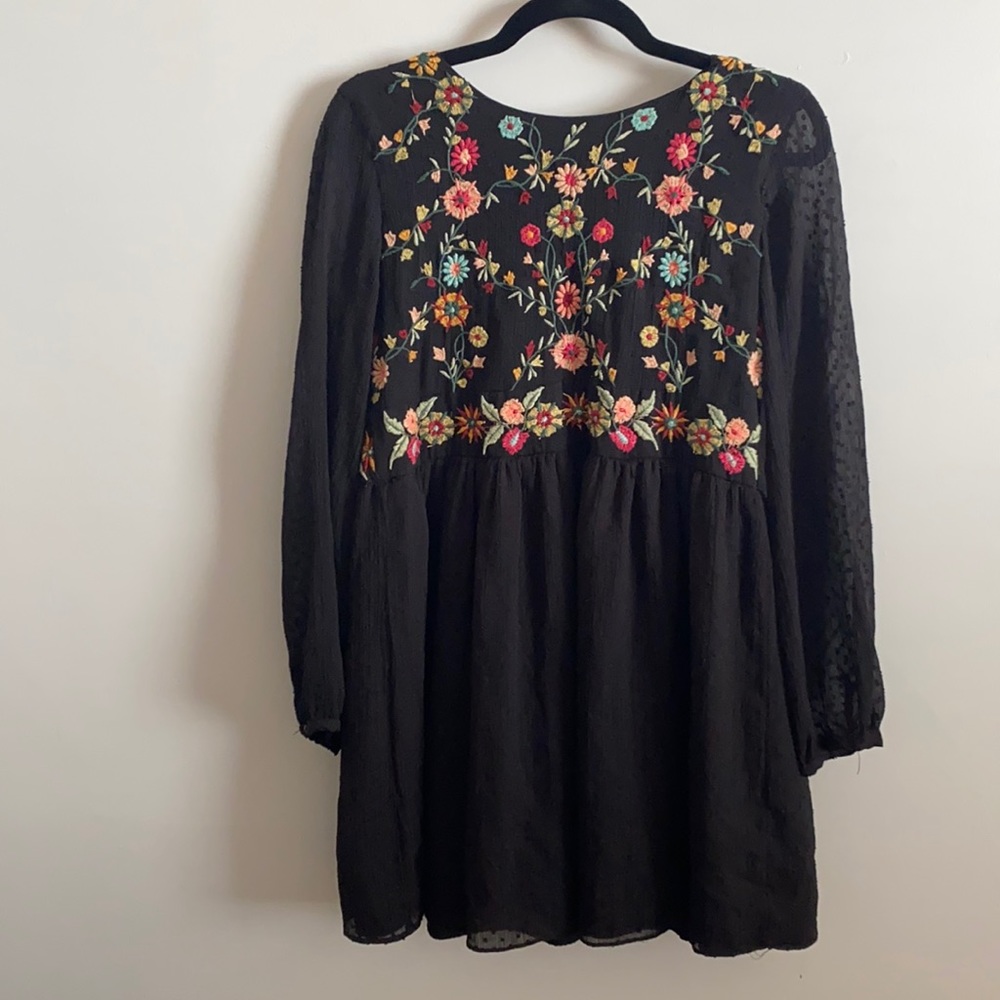 Zara black embroidered dress